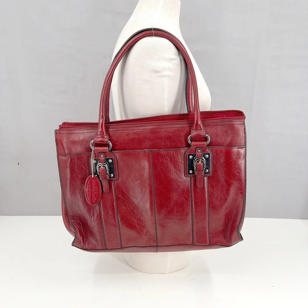 NWT Vintage Y2K Wilson's Red Leather Briefcase Laptop Messenger Bag Crossbody